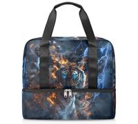 Cool Fierce Tiger Sac de sport pour femme et homme Kirls Garçons Filles 21 L Sac fourre-tout séparé pour voyage, gym, yoga, couleur, Big, Organiseur de sac