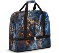 Cool Fierce Tiger Sac de voyage pour homme et femme Sac de week-end pliable séparé pour le sport, la gym, le yoga 47 l, couleur, 47 L, Organiseur de sac