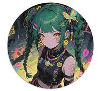 Cool Fille 1000 Pièces Puzzle Circulaire Classiques animé Puzzles Difficile Impossible Cadeau Unique pour Adultes Et Enfants 1000pcs (67.5x67.5cm)