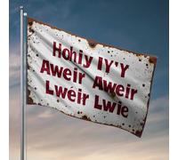 Cool Flags For Man Cave Panneau en métal rouillé avec texte déformé Accessoires de chambre à coucher Drapeaux décoratifs d'extérieur (60 x 90 cm)