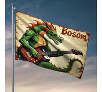 Cool Flags Room Guys Green Dragon Rocking Out With Electric Guitar : 'Bosom' Poster Flag Bar Stuff For Man Cave Funny Decor for Bar (60 x 90 cm)
