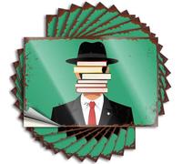 Cool Flags Room Guys Man In Suit With Books On Head : Knowledge And Elegance Combined Stickers 10pcs Car Flags For Room Bedroom Door Decor (12 x 18 cm)