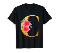 Cool Floral Alphabet Cute Initial Monogram Letter C Graphic T-Shirt