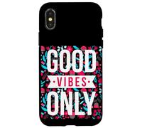 Cool Floral Good Vibes Only Motivational Good Vibes Quotes Coque pour iPhone X/XS