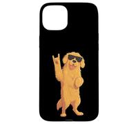 Cool Fluffy Dog Rock Hand Sign Lunettes de Soleil Graphiques et Rouleau Coque pour iPhone 15 Plus