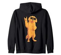Cool Fluffy Dog Rock Hand Sign Lunettes de Soleil Graphiques et Rouleau Sweat à Capuche