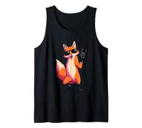 Cool Fox Rock Hand Sign Lunettes de Soleil Motif Animal Punk Débardeur