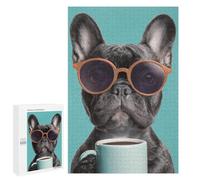Cool French Bulldog with Coffee Mug Puzzle 1000 Pièces Educa Jouet en Bois Cadeau Unique Décoration Intérieure Jeu Éducatif Challenge Toy Adultes Et Enfants À Partir De 14 Ans 1000 PCS