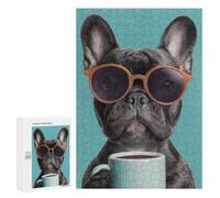 Cool French Bulldog with Coffee Mug Puzzle 1000 Pièces Educa Jouet en Bois Cadeau Unique Décoration Intérieure Jeu Éducatif Challenge Toy Adultes Et Enfants À Partir De 14 Ans 300 PCS