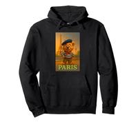 Cool French Paris Teddy Bear Style Illustration Graphic Sweat à Capuche