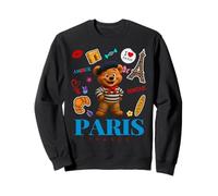 Cool French Paris Teddy Bear Style Illustration Graphic Sweatshirt