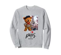 Cool French Paris Teddy Bear Style Illustration Graphic Sweatshirt
