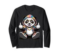 Cool & Funny Panda Design Humour Doigt d'honneur Manche Longue