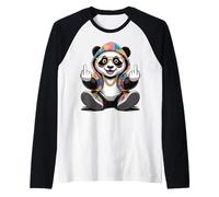 Cool & Funny Panda Design Humour Doigt d'honneur Manche Raglan