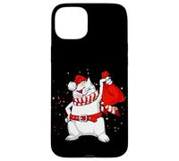 Cool Funny Santa Claus Cat with Christmas Bag Graphic Design Coque pour iPhone 15 Plus