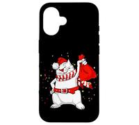 Cool Funny Santa Claus Cat with Christmas Bag Graphic Design Coque pour iPhone 16