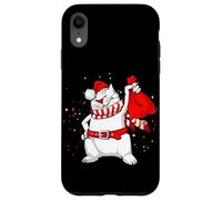 Cool Funny Santa Claus Cat with Christmas Bag Graphic Design Coque pour iPhone XR
