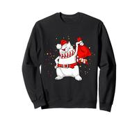 Cool Funny Santa Claus Cat with Christmas Bag Graphic Design Sweatshirt