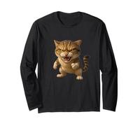 Cool Funny Wild Fury Cat Illustration Graphic Designs Manche Longue
