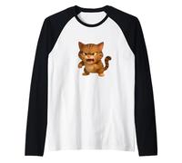 Cool Funny Wild Fury Cat Illustration Graphic Designs Manche Raglan