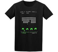 Cool Geek Space Invaders T-Shirt Graphic Printed Tee Shirt Mens T Shirt Black XXL