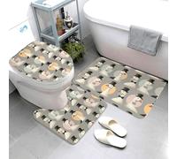 Cool Gentleman Lot de 3 tapis de salle de bain à imprimé oie - Tapis de bain absorbant, antidérapant et lavable - Housse pour abattant de toilette en forme de U - Tapis de contour doux pour salle de