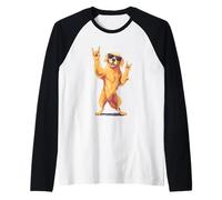 Cool Golden Retriever Double Rock Signs Punk Dog Graphic Manche Raglan
