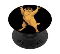 Cool Golden Retriever Double Rock Signs Punk Dog Graphic PopSockets PopGrip Adhésif