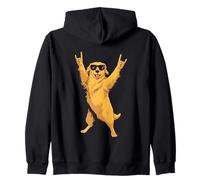 Cool Golden Retriever Double Rock Signs Punk Dog Graphic Sweat à Capuche