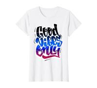 Cool Graffiti Vibes Art Inspirational Quotes Graphic T-Shirt Graphique avec Valeur, Femme, Blanc, M