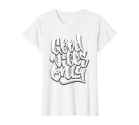 Cool Graffiti Vibes Art Inspirational Quotes Graphic T-Shirt Graphique avec Valeur, Femme, Blanc, M