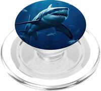 Cool Grand Requin Blanc dans l'Océan Bleu Animal Art Graphique PopSockets PopGrip pour MagSafe