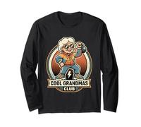 Cool Grandmas Club Gym Workout Kettlebell Lift Comic Retro Manche Longue