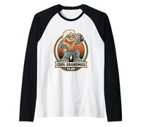 Cool Grandmas Club Gym Workout Kettlebell Lift Comic Retro Manche Raglan