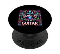 Cool Grandpas Play Guitar Grandfather Guitarist Music |- PopSockets PopGrip Adhésif