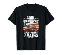 Cool Grandpas Play with Trains Vintage Retro Railroad T-Shirt
