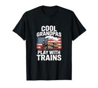 Cool Grandpas Play with Trains Vintage Retro Railroad T-Shirt