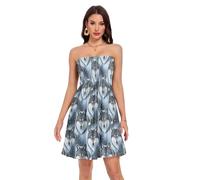 Cool Grey Wolves Robe d'été élastique smockée en modal doux pour la peau, Loups gris froid, Taille M