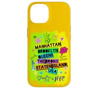 Cool Hommes Femmes Coloré New York City 5 Avenues Graffiti Coque pour iPhone 14