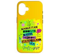 Cool Hommes Femmes Coloré New York City 5 Avenues Graffiti Coque pour iPhone 16