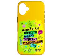 Cool Hommes Femmes Coloré New York City 5 Avenues Graffiti Coque pour iPhone 16 Plus