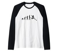 Cool Human Evolution Joueur de Football Manche Raglan
