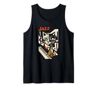 Cool Jazz Cat Saxophone Player Art Abstrait Débardeur