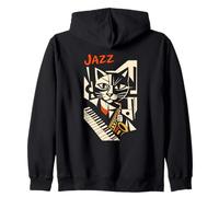 Cool Jazz Cat Saxophone Player Art Abstrait Sweat à Capuche