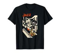 Cool Jazz Cat Saxophone Player Art Abstrait T-Shirt