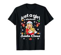 Cool Just a Girl Who Loves Santa Claus Illustration Graphic T-Shirt