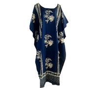 Cool Kaftans - Tunique Caftan Neuf Grande Taille Coton Imprimé Java - TU, Bleu