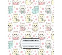 Cool Kawaii Cat Kitten Animal Patterns Composition Notebook for Adults Kids Boys Girls Teens 110 Pages College Ruled 7.5 x 9.25 Lined Paper ... Students Friends Boyfriends Girlfriends