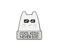 Cool Kid Never Die Broche en émail Motif chat frappé par une flèche, Take a Knife Broche en métal pour sacs à dos manteaux accessoires, Acier inoxydable, Sans pierre précieuse