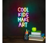 Cool Kids Make Art - Panneau néon LED à intensité variable - Pour art mural en classe - Pour salon, studio, chambre à coucher, chambre d'enfant, décoration de fond - Cadeaux
